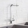 Chrome Wasserfilterhähne Küchenarmaturen Mischer Trinkwasserfilter 3 Wege Küche Wasserhahn Waschbecken Tap H / C Wassermischer Wasserhahn
