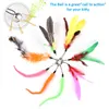 10st Cat Feather Tease Toys Kit Interactive Stick med Small Bell Kattunge Roligt Fiske Rodspel för katter Leaping 211122