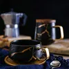 Kaffe Koppar Marmor Guld Inlägg Mugg Frukost Mugg Kontor Hem Drinkware Milk Cup Drop 210804