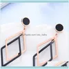 Jewelrystainless Steel Rose Gold Black Geometric Prism Round Stone Women Earrings Jewelry Gift For Him Dangle & Chandelier Drop Delivery 202