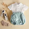 Spanische Sommer Jungen Kleidung Set Baby Jungen Kleidung Säuglingskleinkind Baumwollhemd + Shorts Hosenanzug Kinder Geburtstag Party Outfit 210326