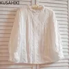 Vintage Słodka bluzka bluzka Topy Haftowane Koreańskie Kobiety Koszula Wiosna Rękaw Puff O-Neck Blusas Mujer 6F024 210603