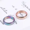 Frosted Rotatable Band Rings Gold Rainbow Stainless Steel Finger Rotating Spinner Ring for Women Men Fashion Jewelry Will and Sandy