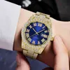 y Herren-Armbanduhr, niedrig, 1 Stück, Hip Hop, Roségold, Diamant-Uhr, luxuriös, passend für Breifcase Del Dgins Seico299G