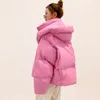 Veste d'hiver chaude pour femmes, couleur bonbon, longue et épaisse, parka coréenne, ample à capuche, 211007
