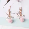 Fashion Trendy Keychain Ribbon Flower Keyring For Men Women Jewelry Pink Flower Cute Bag Car Key Holder Gifts