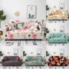 Blomma slipcovers soffa täcker elastik för vardagsrum hörn COUCH möbler skyddshandduk 1/2/3 / 4-sits 211207