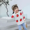 Suéter de menina de bebê outono primavera infantil knitwear meninos pulôver morango malha roupas infantis 210429