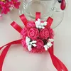 Polso floreale Corsage Bracciali Nastro Rosa Damigella d'onore Sposo Fiori a mano Matrimonio Boutonnieres Matrimonio Festa Accessori da ballo Decorativo W