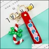 Nyckelringar smycken jul serie mjukt gummi nyckelring tecknad santa claus snögubbe älg stereo hängväska Present dropp leverans 2021 fgmrh