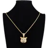 Mannen Hip Hop Volledige Rhinestone Ox Hoofd Hangers Kettingen Mode Mannelijke Bling Bling Iced Out 60mm Rvs Ketting Hiphop Cubic Zirconia Stone Necklace