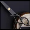 Costway Professional 440 Steel 6 tum Black Set Cutting Barber Salon Haircut Thinning Shears Frisör FE2XT BTHYB1719554