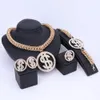 US -Dollar -Geld -Halskämpfer Gold Silber Farbkette für Frauen/Männer Strass Hip Hop Bling Armband Ohrring Ring Schmucksets