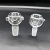 Toptan Bong Nargile Cam Kase Slayt Başlı Kalın Yuvarlak Huni 4 stil 14mm 18mm Erkek Saplı Tütün Bitki Kuru Yağ Brülör Sigara Boru Dab Rig Duman Aksesuarı