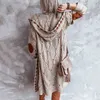 Kazak Kadınlar Vintage Zarif Uzun Hırka Kapüşonlu Bayanlar Örme Kalın Seksi Sevimli Kız Kore Japonya Harajuku Maxi Streetwear 211221