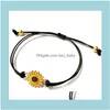 Charm Jewelry30Pcs Lot Fashion Couple Bracelets Sunflower Pendant Adjustable Rope Chain Bracelet Lucky Friendship Jewelry Drop Delivery 2021