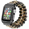 2-in-1-Uhrenarmbänder mit Kristallperlen, Diamantgehäuse für Apple Watchband Ultra 49 mm, 38 mm, 40 mm, 41 mm, 45 mm, 42 mm, 44 mm, edles Retro-Perlen-Stretch-Elastikband, iWatch 8, 7, 6, SE, 5, 4, 3