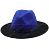 Cappelli Fedora gradiente per le donne Uomini Fedoras Bulk Men's Felt Hat Cappello da donna 2021 Donna uomo Panama Cap Femminile maschile Jazz Caps Autunno Autunno Inverno