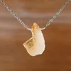 Oregelbunden naturlig gul kristallsten guld silverpläterad kedja hängsmycke halsband för kvinnor flicka fest klubb smycken