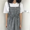 Lucyever, vestido de tirantes finos a cuadros de verano para mujer, vestidos holgados informales sin mangas para mujer, vestido largo coreano de cintura alta para mujer 210521
