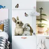 Kawaii Konijnen Muurstickers voor Kinderen Kamers Baby Accessoires Een Stuk Zelfklevend Wallpaper Koelkast Stickers Home Decor