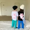 Arrivo moda ragazza cartone animato orso vestito top + pantaloni vestiti per bambini 210528