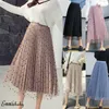 Skirts 2022 Womens Skirt Boho Polka Dot Long Maxi High We Summer Pleated Beach / by