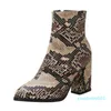 Sapatos de impressão de cobra das mulheres Sapatos apontados de salto alto de salto alto tamanho 43 botas inverno outono western cowgirl boots calçado 74VS #
