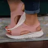 Sommar Kvinnor Sandaler Solid Färg Mesh Wedge Skor Hollow Out Casual Ladies Open Toe Slip-On Platform Kvinna Sandalias 2021 Mujer Y0714