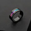 bague acier titane noir anneaux givrés double couleur EU taille 7 à 13