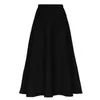 Hodisytian Ins Mode Frauen Röcke A-Linie Lange Maxi Casual Solide Hohe Elastische Taille Vintage Femme Stilvolle Saia Plus Größe 210708