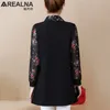 Kimono Casual Long Sleeve Floral Chiffon Patchwork Frauenhemden Plus Size Streetwear Bluse Fake Fake Zwei Stücke Blusas Mujer 210317