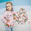 Niedźwiedź Leader Girls Kurtki Marka Piękne Dzieci Płaszcze Dla Dziewczyn Odzież Rainbow Printing Outerwear Kapturem 210708