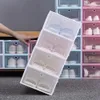 33*23*14cm Dikker Doorzichtige Plastic Schoenendoos Stofdichte Opbergdozen Flip Transparant Snoep Kleur Stapelbaar Schoenen Organizer Woondecoratie Bakken 50 stuks