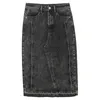 Skirts 2021 Spring Summer Casual Women Jeans Lady Vintage High Waisted Sheath Pencil Denim Skirt Jupe Longue Femme