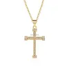 Coloque de colar de 24k Gold Diamond Cross Pingente Crystal Row Cadeias Mulinas acreditam que as j￳ias de moda de Crist