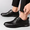 Leather Men Oxfords Dress Shoes Outdoor Fashion Lace-up Wedding Black Mens Pointed Toe Formal Office Big Size 47