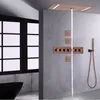 Conjunto de grifo de ducha de baño termoestático marrón 700x380 mm Cascada rociador burbuja cabeza de lluvia con mano de mano