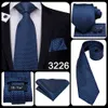 Necktie Handkerchief Set Classic Solid Gift Woven Wedding Party Silk Pocket Square Navy Blue Tie For Men