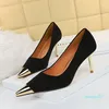 Euro-American Style Fashion Sexy Nightclub Slim Women's Shoes Stiletto High Heel Suede Sede Metal Metal Tee Bigtree