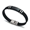 Black Fashion Anime Bracelet For Men Leather Bracelet Stainls steel Rubber Bracelets Jewelry Couple New Year Gift Wholale