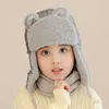 Vinter barn pojke tjej tjockt vattentät öra skyddande hatt halsduk uppsättning för barn en varm baby cap bonnet 211023