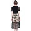 Mode sommar kvinnor kort ärm stickning tröja toppar + elastiska midja tvådelade pläterade kjol set 210520