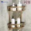 Mensole da bagno senza chiodi, mensola angolare per doccia a 2 strati in metallo antico, montaggio a parete, porta shampoo 211112