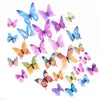 Stickers muraux 12/24 pièces 3D lumineux Fluorescent papillon autocollant décor à la maison salon décalcomanies pour chambres d'enfants