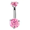 14G Belly Button Rings Surgical Stainless Steel Double Round Cubic Zirconia Navel Barbell Stud Body Piercing