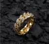 8mm Uomo Donne Donne Cubano Collegamento anello anello hip-hop Zircone in pietra oro argento hered out anelli per regalo di gioielli festa