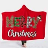 Dekens Kids Hooded Deken 130 * 150 cm Kinderen Kerstmis 3D Gedrukt Wasbaar Warm Bed Velet Fleece Throw Sea DDA730