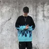 Fojaganto Hiver Hiver Automne Pull lâche Harajuku Oversize Hip Hop Pullover Streetwear Casual Blue Flame Pull Mâle 211018
