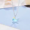 MEYRROYU 925 Silver Sea Animal Blue Little Whale Jewelry Set Girl Birthday Party Banquet Gift